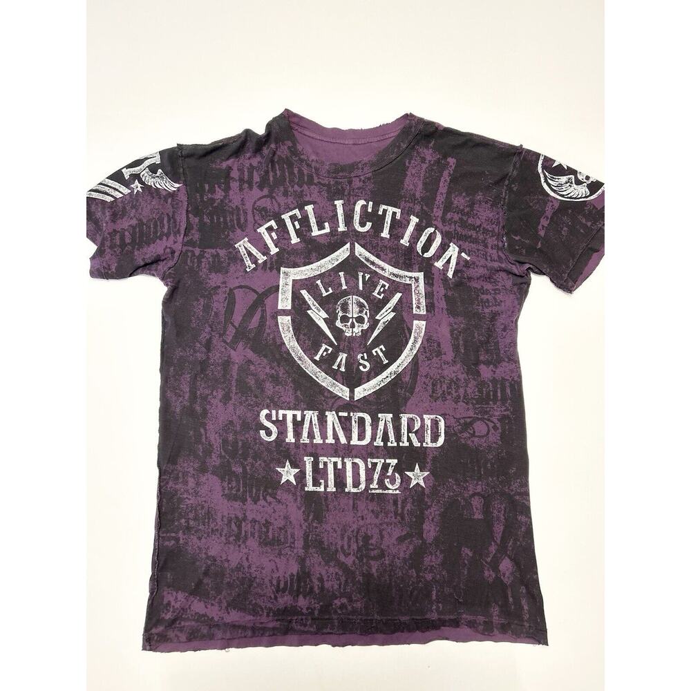 Affliction Men’s Short Sleeve Shirt XL Live Fast Y2K Goth Reversible ￼